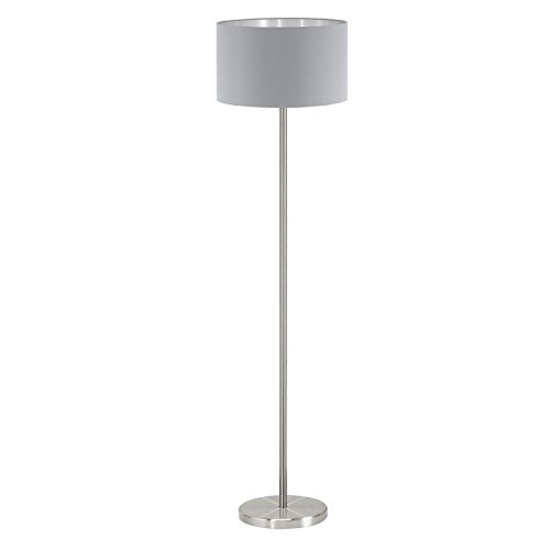 EGLO Stehlampe Maserlo, 1 flammige Textil Stehleuchte, Standleuchte aus Stahl und Stoff, Nickel matt, grau, silber, Fassung: E27, inkl. Trittschalter EGLO Stehlampe Maserlo, 1 flammige Textil Stehleuchte, Standleuchte aus Stahl und Stoff, Nickel matt, grau, silber, Fassung: E27, inkl. Trittschalter von EGLO