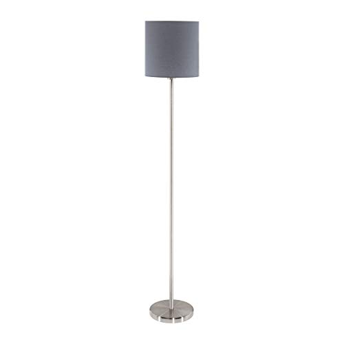 EGLO Stehlampe Pasteri, 1 flammige Textil Stehleuchte, Standleuchte aus Stahl und Stoff, Farbe: Nickel matt, grau, Fassung: E27, inkl. Fußschalter EGLO Stehlampe Pasteri, 1 flammige Textil Stehleuchte, Standleuchte aus Stahl und Stoff, Farbe: Nickel matt, grau, Fassung: E27, inkl. Fußschalter von EGLO