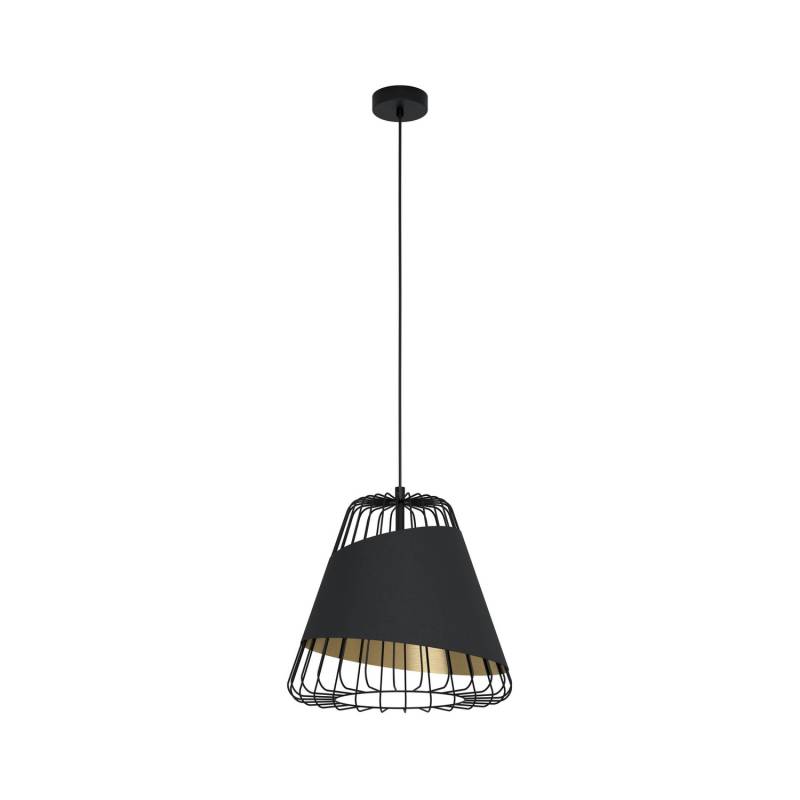 Eglo Pendellampe Austell ø 43 Cm Schwarz Gold Metall Stoff Pendelleuchte Lampe B-Ware von Eglo