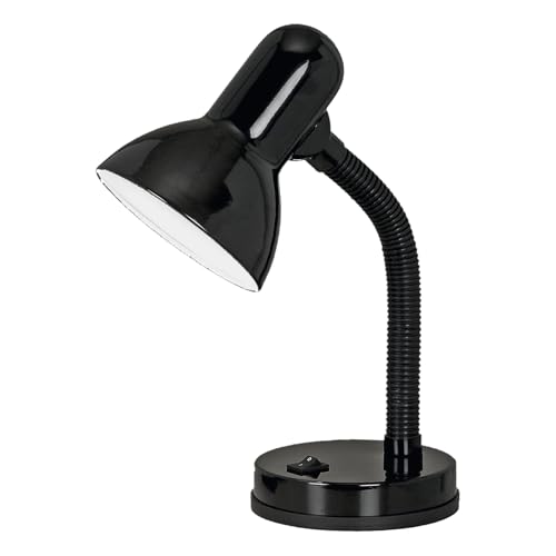 EGLO Tischlampe Basic, Schreibtischlampe Kinder, Leselampe Schwanenhals, flexible Schreibtisch Lampe, schwarze Nachttischlampe mit E27 Fassung von EGLO