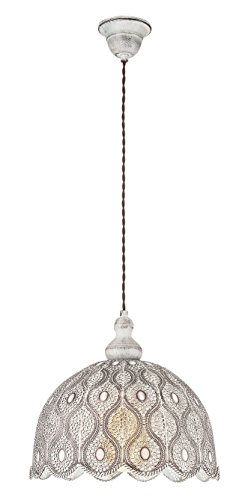 EGLO Pendelleuchte Talbot 2, 1 flammige Hängelampe Vintage, Orientalisch, Boho, Hängeleuchte Stahl in Weiß-Antik, Esstischlampe, Wohnzimmerlampe hängend, E27 Fassung EGLO Pendelleuchte Talbot 2, 1 flammige Hängelampe Vintage, Orientalisch, Boho, Hängeleuchte Stahl in Weiß-Antik, Esstischlampe, Wohnzimmerlampe hängend, E27 Fassung von EGLO