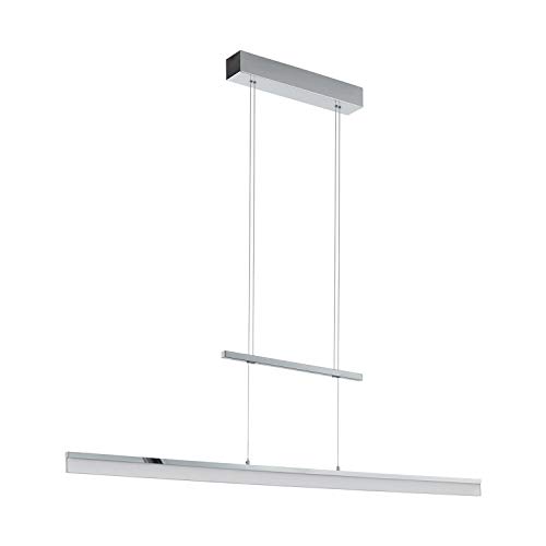 EGLO LED Pendelleuchte Tarandell, 2 flammige Hängelampe dimmbar, höhenverstellbar, Hängeleuchte aus Aluminium, Stahl und Kunststoff, Esstischlampe, Wohnzimmerlampe hängend in Chrom, Satiniert von EGLO