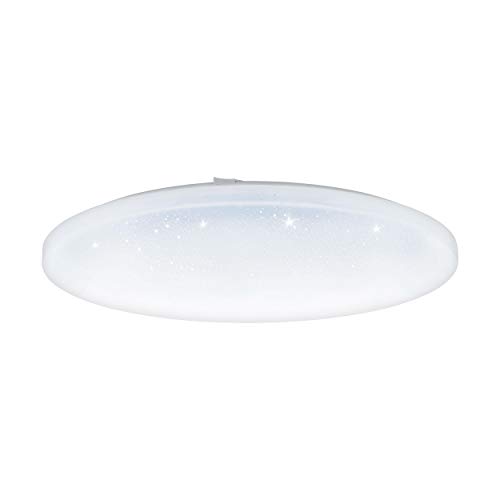 EGLO LED Deckenleuchte Frania-S, 1 flammige Wandlampe, Kristall-Effekt Deckenlampe aus Stahl und Kunststoff, Wohnzimmerlampe in Weiß, Küchenlampe, Flurlampe Decke in Ø 55 cm von EGLO