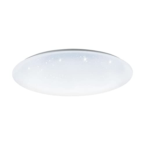 EGLO connect LED Deckenleuchte Totari-C, 1 flammige Deckenlampe mit Kristalleffekt aus Stahl und Kunststoff, Weiß, mit Fernbedienung, Farbtemperaturwechsel (warm - kalt), RGB, dimmbar, Ø 80 cm von EGLO