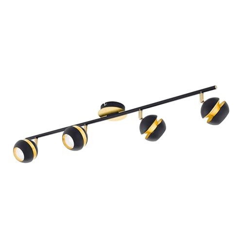 EGLO LED Deckenlampe Nocito, 4 flammige Deckenleuchte, Deckenstrahler aus Metall, Wohnzimmerlampe in Schwarz, Gold, Flurlampe, Spots inkl. GU10 Leuchtmittel, warmweiß EGLO LED Deckenlampe Nocito, 4 flammige Deckenleuchte, Deckenstrahler aus Metall, Wohnzimmerlampe in Schwarz, Gold, Flurlampe, Spots inkl. GU10 Leuchtmittel, warmweiß von EGLO