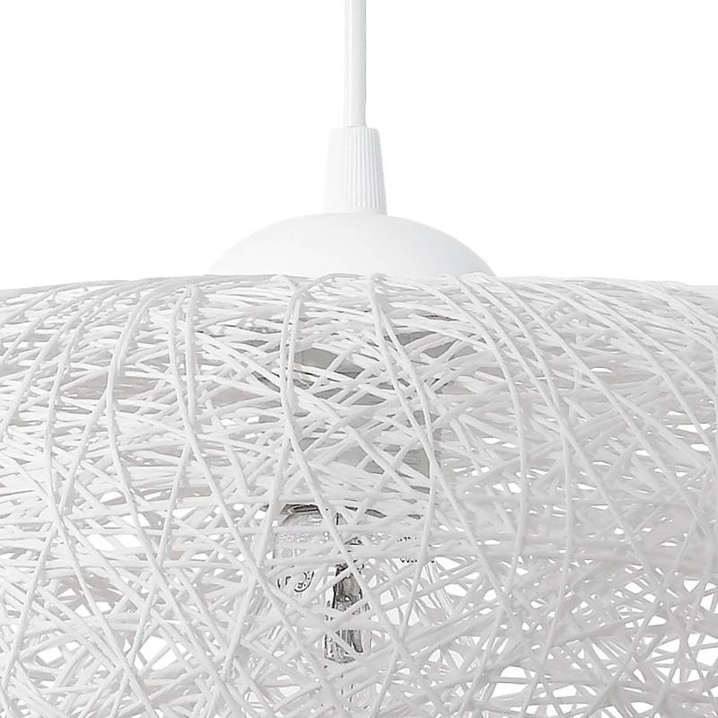 home24 Pendelleuchte Campilo Ø 45cm Weiß/Weiß Mischgewebe E27 von home24