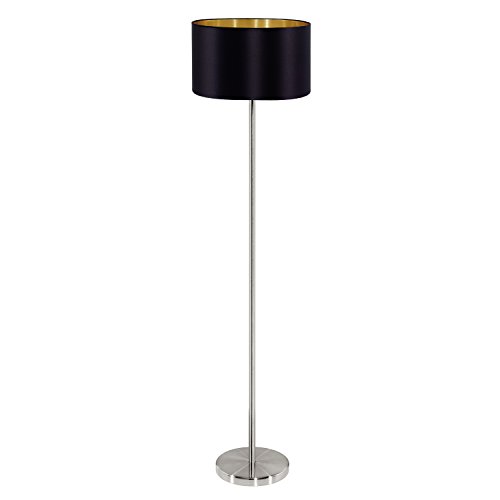 EGLO Stehlampe Maserlo, 1 flammige Textil Stehleuchte, Standleuchte aus Stahl und Stoff, Farbe: Nickel matt, schwarz, gold, Fassung: E27, inkl. Trittschalter EGLO Stehlampe Maserlo, 1 flammige Textil Stehleuchte, Standleuchte aus Stahl und Stoff, Farbe: Nickel matt, schwarz, gold, Fassung: E27, inkl. Trittschalter von EGLO
