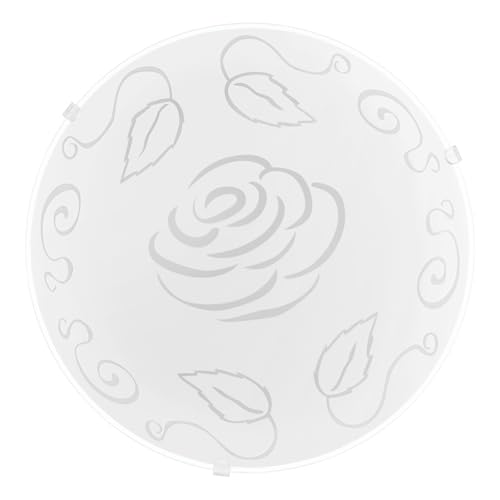 EGLO Deckenlampe Mars 1, 1 flammige Wandleuchte, Deckenleuchte aus Stahl, Farbe: Weiß, Glas: Weiß satiniert Motiv Rose, Fassung: E27 von EGLO