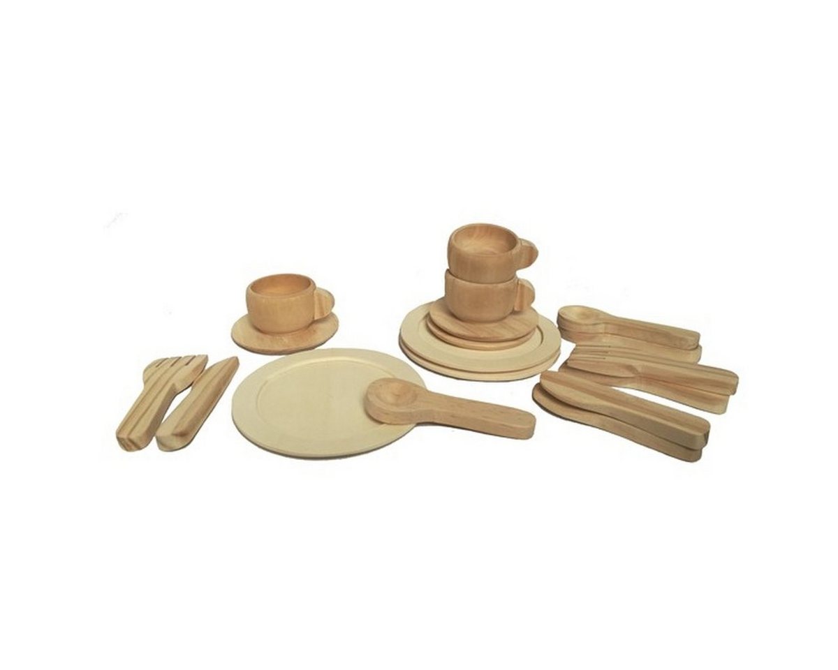 Egmont Toys Kindergeschirr-Set Holz Geschirr Set Holzspielzeug Rollenspiel Teller Tasse Besteck von Egmont Toys