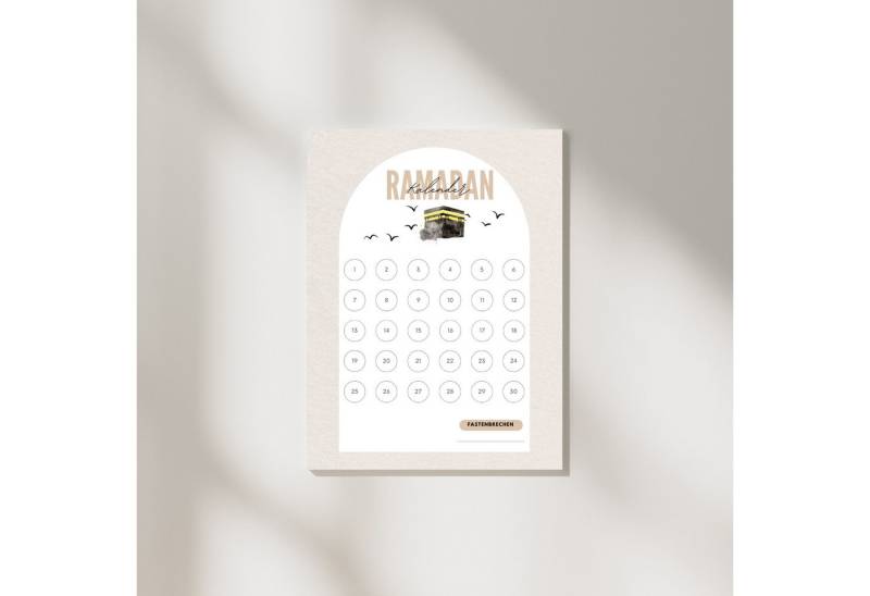 Egn Home Poster Ramadan Kareem Kalender – Mit oder ohne Rahmen, (I Wiederverwendbar mit wischbarem Stift I), I Hochwertiges 250 g/m² Papier, Rahmen in Schwarz oder Weiß von Egn Home