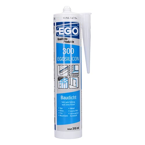 EGO Silikon-Dichtstoff Baudicht 300 | transparent, 310ml Kartusche | Geeignet für Glas, Fugen, Beton, Putz, Mauerwerk, Metalle, Kunststoffe & Holz | EGOSILICON - Made in Germany von EGO Power+