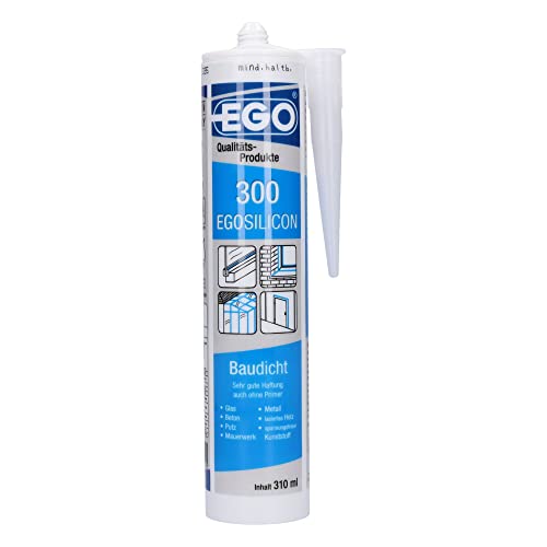 EGO Silikon-Dichtstoff Baudicht 300 | weiß, 310ml Kartusche | Geeignet für Glas, Fugen, Beton, Putz, Mauerwerk, Metalle, Kunststoffe & Holz | EGOSILICON - Made in Germany von Ego