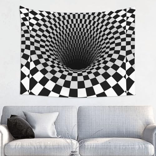 EgoMed Wandteppich, Wandteppich, langlebige Wanddekoration, Wandteppich, Heimdekoration, 73 x 95 cm,Abstrakte geometrische optische 3D-Wirbel-Illusion von EgoMed
