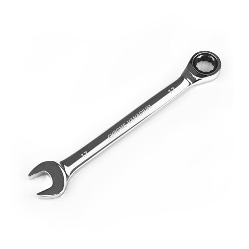 Egofine 17 mm Ratschen-Ringmaulschlüssel, metrisch, Industriequalität, Zahnradschlüssel mit 12-Kant-Design, 72-Zahn-Ratsche, Chrom-Vanadium-Stahl von Egofine