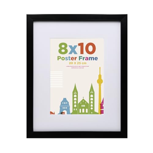 10x8 Picture Frame with 7x5 Mount, Wooden 20 x 25 cm Frames Featuring Clear Acrylic Glass for Table and Wall Mounting, Perfect for Portrait, Home, Office, Black von Egofine