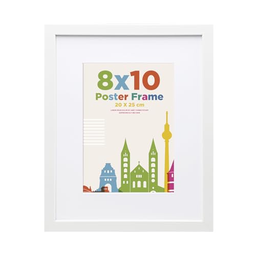 Egofine 10x8 Picture Frame with 7x5 Mount, Wooden 20 x 25 cm Frames Featuring Clear Acrylic Glass for Table and Wall Mounting, Perfect for Portrait, Home, Office,White von Egofine