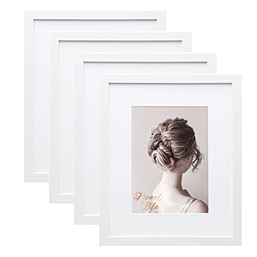 Egofine 20x25cm Bilderrahmen Weiß 4er-Set, Robuste Holz-Verbund-Fotorahmen mit echtem Glas für Bilder 13x18cm mit Matte - Horizontal oder Vertikal für Wandbehänge oder Tischdekoration von Egofine