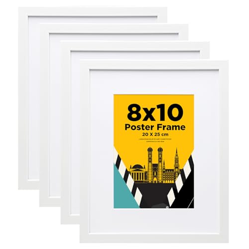 Egofine 20x25cm Bilderrahmen Weiß 4er-Set, Robuste Holz-Verbund-Fotorahmen mit echtem Glas für Bilder 13x18cm mit Matte - Horizontal oder Vertikal für Wandbehänge oder Tischdekoration von Egofine