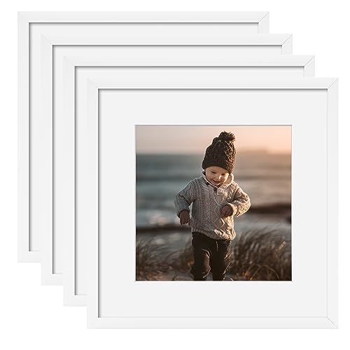 Egofine 30x30cm Picture Frames White, Square Photo Frames with Plexiglass for Picture 20x20cm with Mat or 30x30cm without Mat, Composite Wood Picture Frames for Table Top and Wall Mounting von Egofine