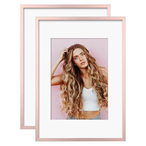 Egofine A3 Aluminum Picture Frame Display with Mats for A4 or A3 without Mat, Metal Picture Frame Covered by Plexiglass for Tabletop and Wall Mounting Horizontally and Vertically, 2 Pack,Rose Gold Egofine A3 Aluminum Picture Frame Display with Mats for A4 or A3 without Mat, Metal Picture Frame Covered by Plexiglass for Tabletop and Wall Mounting Horizontally and Vertically, 2 Pack,Rose Gold von Egofine