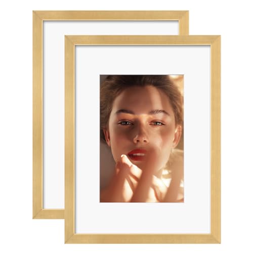 Egofine A4 Aluminum Picture Frame Display with Mats for A5 or A4 without Mat, Metal Picture Frame Covered by Plexiglass for Tabletop and Wall Mounting Horizontally and Vertically, 2 Pack,Gold Egofine A4 Aluminum Picture Frame Display with Mats for A5 or A4 without Mat, Metal Picture Frame Covered by Plexiglass for Tabletop and Wall Mounting Horizontally and Vertically, 2 Pack,Gold von Egofine