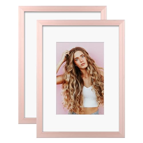 Egofine A4 Aluminum Picture Frame Display with Mats for A5 or A4 without Mat, Metal Picture Frame Covered by Plexiglass for Tabletop and Wall Mounting Horizontally and Vertically, 2 Pack,Rose Gold Egofine A4 Aluminum Picture Frame Display with Mats for A5 or A4 without Mat, Metal Picture Frame Covered by Plexiglass for Tabletop and Wall Mounting Horizontally and Vertically, 2 Pack,Rose Gold von Egofine