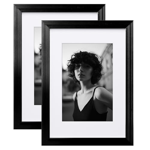 Egofine A5 Aluminum Picture Frame Black with Mats, Metal Picture Frame Covered by Plexiglass for Tabletop and Wall Mounting Horizontally and Vertically, 2 Pack,Black Egofine A5 Aluminum Picture Frame Black with Mats, Metal Picture Frame Covered by Plexiglass for Tabletop and Wall Mounting Horizontally and Vertically, 2 Pack,Black von Egofine