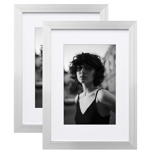 Egofine A5 Aluminum Picture Frame Display with Mats, Metal Picture Frame Covered by Plexiglass for Tabletop and Wall Mounting Horizontally and Vertically, 2 Pack, Silver Egofine A5 Aluminum Picture Frame Display with Mats, Metal Picture Frame Covered by Plexiglass for Tabletop and Wall Mounting Horizontally and Vertically, 2 Pack, Silver von Egofine
