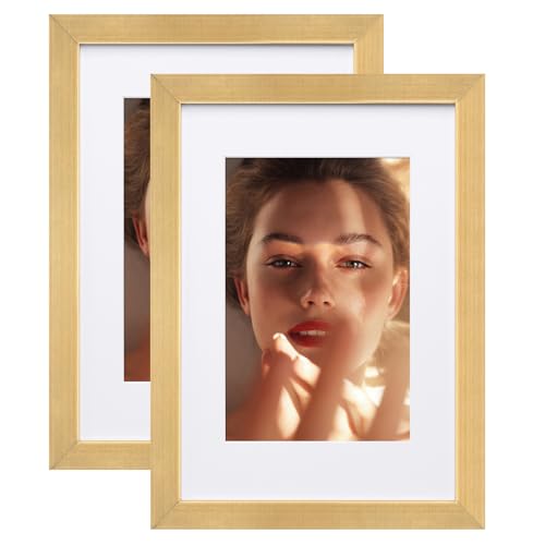 Egofine A5 Aluminum Picture Frame Display with Mats, Metal Picture Frame Covered by Plexiglass for Tabletop and Wall Mounting Horizontally and Vertically, 2 Pack,Gold Egofine A5 Aluminum Picture Frame Display with Mats, Metal Picture Frame Covered by Plexiglass for Tabletop and Wall Mounting Horizontally and Vertically, 2 Pack,Gold von Egofine