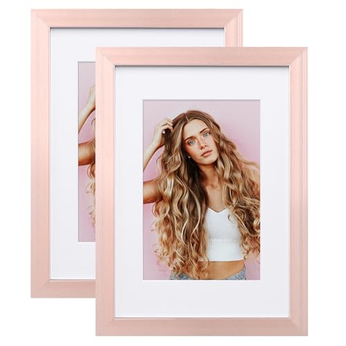 Egofine A5 Aluminum Picture Frame Display with Mats, Metal Picture Frame Covered by Plexiglass for Tabletop and Wall Mounting Horizontally and Vertically, 2 Pack,Rose Gold Egofine A5 Aluminum Picture Frame Display with Mats, Metal Picture Frame Covered by Plexiglass for Tabletop and Wall Mounting Horizontally and Vertically, 2 Pack,Rose Gold von Egofine