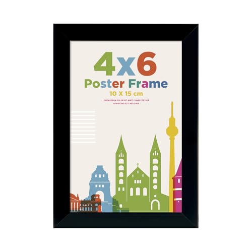 6x4 Picture Frame, Wooden 10 x 15 cm Frames Featuring Clear Acrylic Glass for Table and Wall Mounting, Perfect for Portrait, Home, Office, Black von Egofine