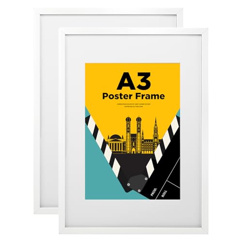 Egofine Bilderrahmen A3, Holzrahmen mit Acrylglas, MDF-Rahmen 2er-Set, Passepartout für Fotos A4, Zertifikatsrahmen für Tisch- und Wandmontage,White Egofine Bilderrahmen A3, Holzrahmen mit Acrylglas, MDF-Rahmen 2er-Set, Passepartout für Fotos A4, Zertifikatsrahmen für Tisch- und Wandmontage,White von Egofine