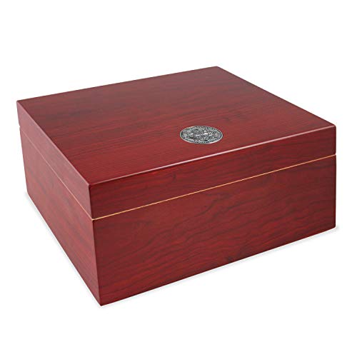 Egoist JK00185 Holz Humidor Box mit Hygrometer für ca. 40 Zigarren, Zigarren-Zubehör - Cherry (Rot) von EGOIST