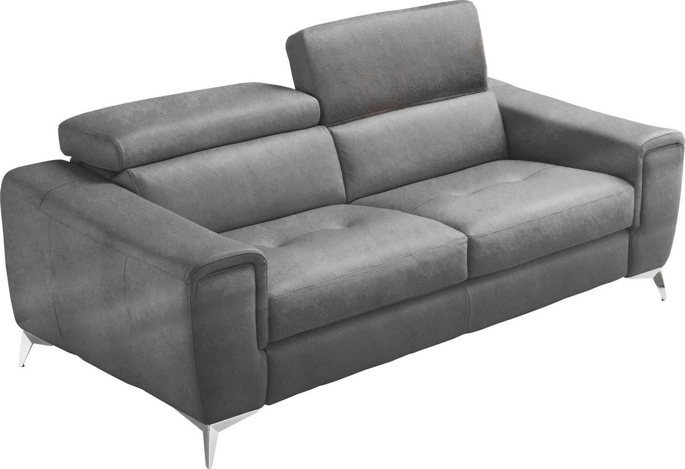 Egoitaliano 2,5-Sitzer Francine, Designsofa, Loungesofa, Breite 213 cm, Fußfarbe chrom, Designfuß, Luxus-Microfaser Lederoptik, smoke von Egoitaliano
