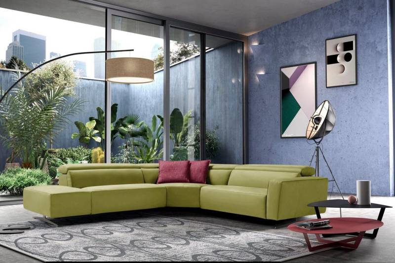 Egoitaliano Ecksofa Stefanie-e, Designsofa der Extraklasse, bequem mit hohem Sitzkomfort, mit Relaxfunktion und verstellbaren Kopfteilelementen von Egoitaliano