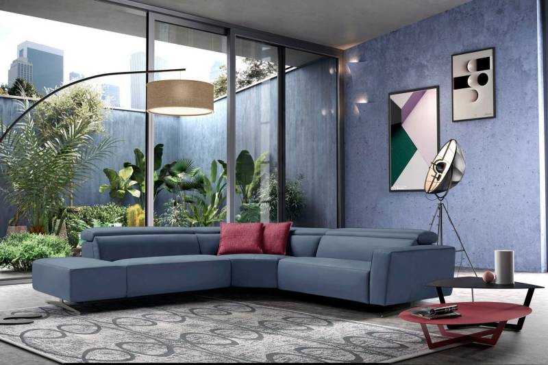 Egoitaliano Ecksofa Stefanie-e, Designsofa der Extraklasse, bequem mit hohem Sitzkomfort, mit Relaxfunktion und verstellbaren Kopfteilelementen von Egoitaliano