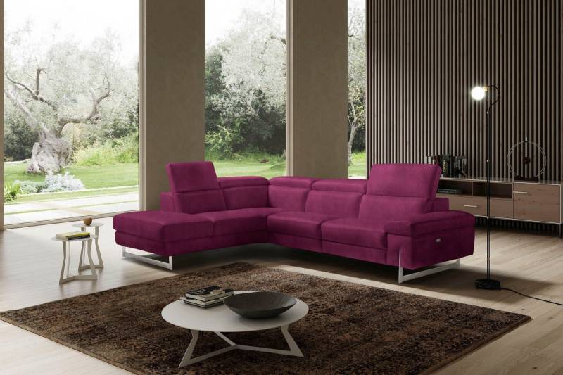 Egoitaliano Ecksofa Candice, elegant, edel und bequem, erstklassiger Sitzkomfort, L-Form, inkl. 2 elektrischer Relaxfunktionen, Bedienung über Taste an Armlehne von Egoitaliano