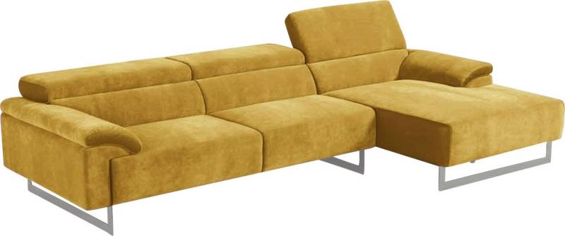 Egoitaliano Ecksofa Malika, edel und bequem, Designsofa mit hochwertigen Bezügen, L-Form, mit Recamiere, inkl. Kopfteilverstellung und chromfarbenen Metallfüßen von Egoitaliano