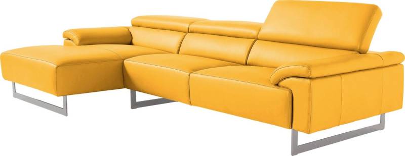 Egoitaliano Ecksofa Malika, edel und bequem, Designsofa mit hochwertigen Bezügen, L-Form, mit Recamiere, inkl. Kopfteilverstellung und chromfarbenen Metallfüßen von Egoitaliano