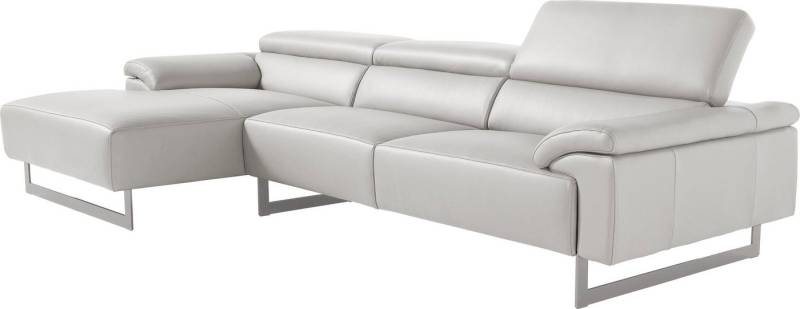Egoitaliano Ecksofa Malika, edel und bequem, Designsofa mit hochwertigen Bezügen, L-Form, mit Recamiere, inkl. Kopfteilverstellung und chromfarbenen Metallfüßen von Egoitaliano