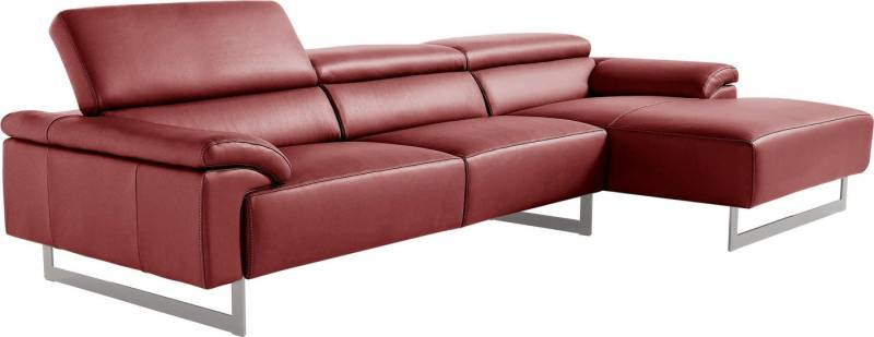 Egoitaliano Ecksofa Malika, edel und bequem, Designsofa mit hochwertigen Bezügen, L-Form, mit Recamiere, inkl. Kopfteilverstellung und chromfarbenen Metallfüßen von Egoitaliano