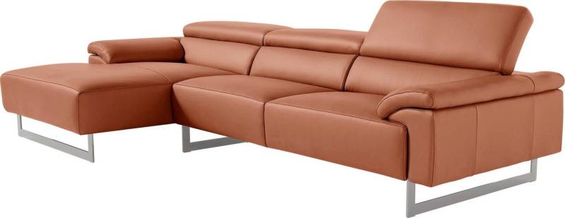 Egoitaliano Ecksofa Malika, edel und bequem, Designsofa mit hochwertigen Bezügen, L-Form, mit Recamiere, inkl. Kopfteilverstellung und chromfarbenen Metallfüßen von Egoitaliano