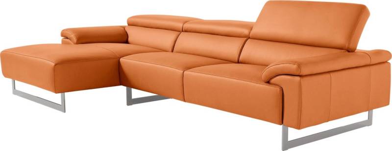 Egoitaliano Ecksofa Malika, edel und bequem, Designsofa mit hochwertigen Bezügen, L-Form, mit Recamiere, inkl. Kopfteilverstellung und chromfarbenen Metallfüßen von Egoitaliano