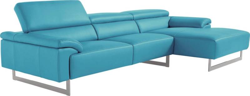 Egoitaliano Ecksofa Malika, edel und bequem, Designsofa mit hochwertigen Bezügen, L-Form, mit Recamiere, inkl. Kopfteilverstellung und chromfarbenen Metallfüßen von Egoitaliano
