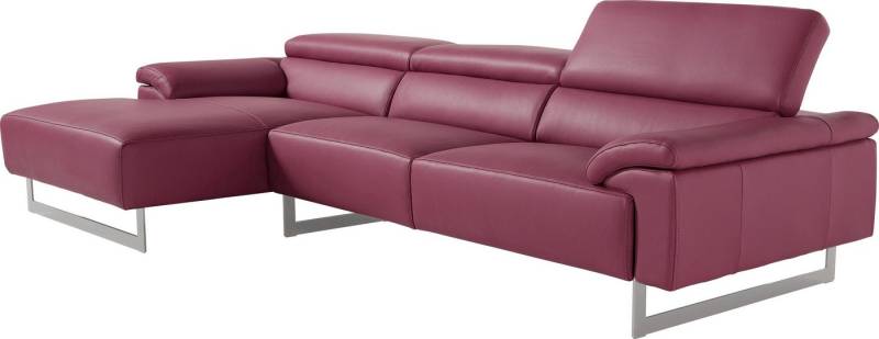 Egoitaliano Ecksofa Malika, edel und bequem, Designsofa mit hochwertigen Bezügen, L-Form, mit Recamiere, inkl. Kopfteilverstellung und chromfarbenen Metallfüßen von Egoitaliano