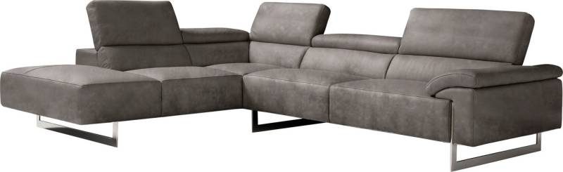 Egoitaliano Ecksofa Malika, elegant und bequem, Designsofa, L-Form, mit Ottomane, inkl. Kopfteilverstellung und chromfarbenen Metallfüßen von Egoitaliano