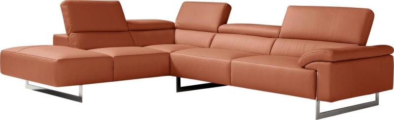 Egoitaliano Ecksofa Malika, elegant und bequem, Designsofa, L-Form, mit Ottomane, inkl. Kopfteilverstellung und chromfarbenen Metallfüßen von Egoitaliano