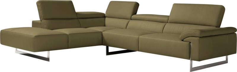 Egoitaliano Ecksofa Malika, elegant und bequem, Designsofa, L-Form, mit Ottomane, inkl. Kopfteilverstellung und chromfarbenen Metallfüßen von Egoitaliano