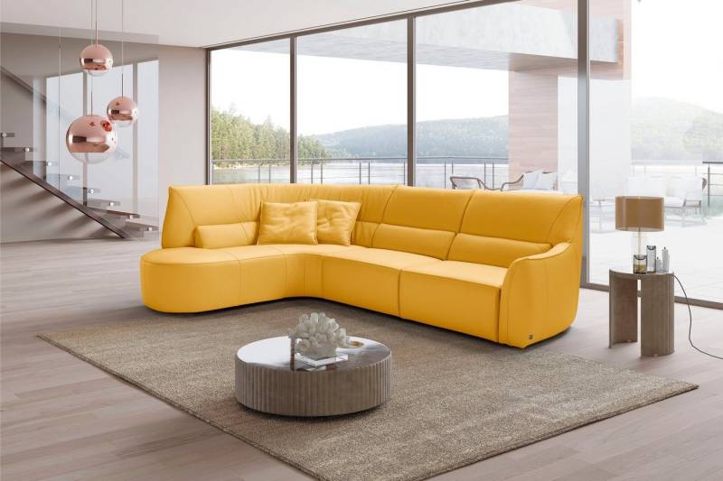 Egoitaliano Ecksofa Puffy, extravagant & edel, Retro Designsofa, hoher Sitzkomfort, L-Form, mit Ottomane, wahlweise mit und ohne elektrischer Relaxfunktion von Egoitaliano