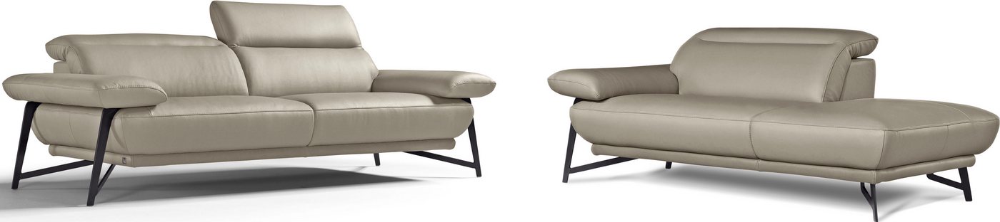 Egoitaliano Sofa Anais, Design mit hohem Sitzkomfort, Fußfarbe schattengrau, Set, Kopfteil verstellbar, Leder CAREZZA, grau von Egoitaliano